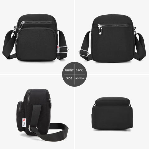ETidy Tote Bag for Women Men Lightweight Small Crossbody Shoulder Bag Casual Zipper Handbag Hobo bag with Pockets Black ETidy