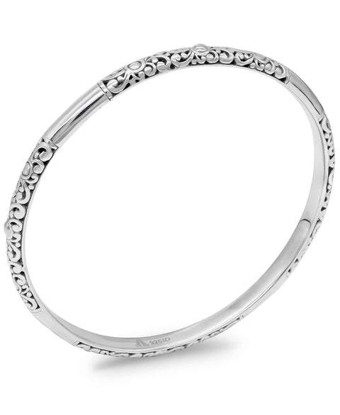 DEVATA Sterling Silver 925 Bali Filigree Slide-on Bangle Bracelet FLK5926ASS (Size Medium) DEVATA