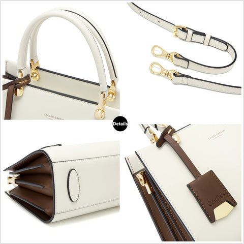 Cnoles Cowhide Leather Tote Handbags Medium Shoulder Bags Ladies Handle Satchel Purse Tote Bag Purse for Women White Cnoles