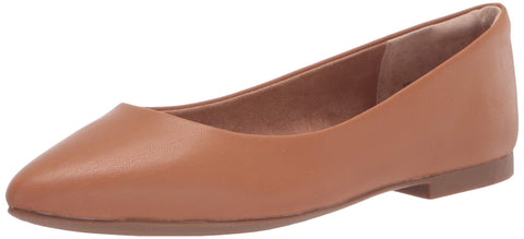Amazon Essentials Women's Pointed-Toe Ballet Flat, Camel, 8