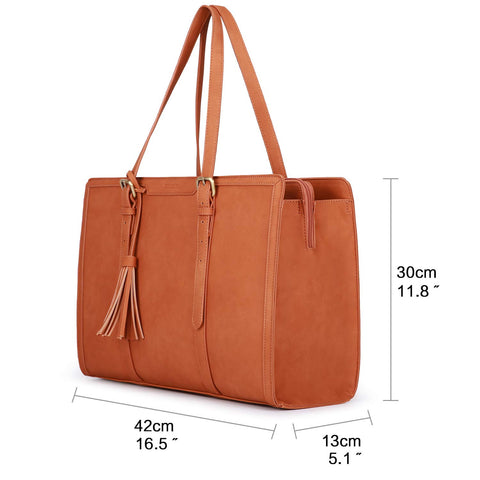 ECOSUSI Laptop Bag For Women 15.6 Inch Work Tote Bags PU Leather Computer Purse For Business Office With 3 Layer Compartments ECOSUSI