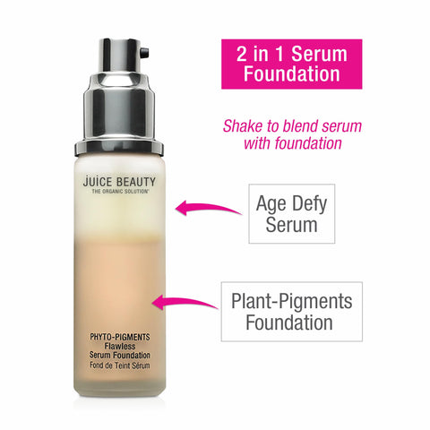 Juice Beauty Phyto-Pigments Flawless Serum Foundation - 10 Naked Beige - 30 mL - Medium-to-Full, Long-Lasting Coverage - Reduces Look of Wrinkles + Pores - Vegan, Cruelty Free Juice Beauty