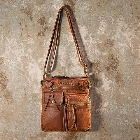Montana West Multi Pocket Crossbody Purse for Women Shoulder Bag Ultra Soft Washed Vegan Leather Travel Bag,MWC-046CM Montana West