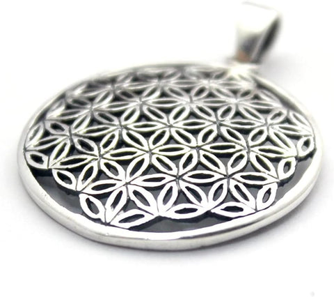 COSUMOSU flower of life Sacred Geometry 925 Sterling Silver Pendant - 1.06″ Circle
