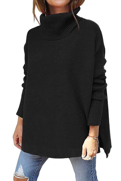 LILLUSORY Oversized Turtleneck Pullover Sweaters Womens 2024 Long Tunic Sweater Winter Trendy Casual Poncho Cowl Neck Cute Tops Dress Fall Fashion Clothes Outfits Clothing Black LILLUSORY