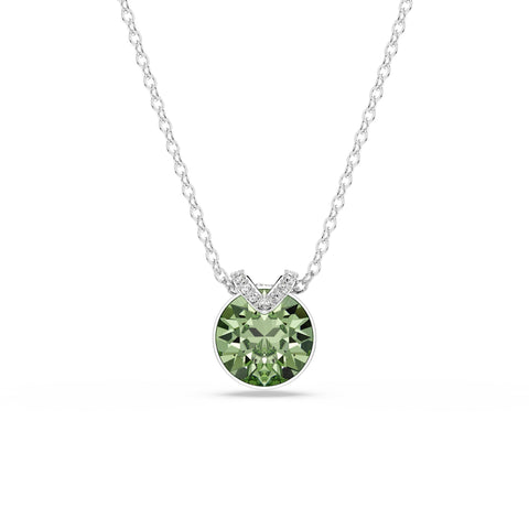 Swarovski Bella V pendant, Round cut, Green, Gold-tone Finish