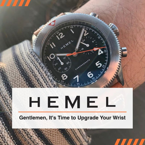 Hemel Hybrid Mechanical/Quartz Watch for Men - The Watches HFT20 Luxury Watch w/ VK64 Meca Quartz Movement, 316L Stainless Steel Case & C3 Lume - Mens Analog Watches, GMT Bezel Hemel