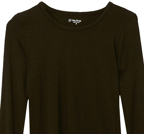The Drop Women's Hannah Long-sleeve Crew Neck Fitted T-shirt, Black, XL