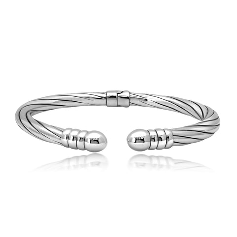 MAX + STONE Lightweight 925 Sterling Silver Bracelet for Women | 7 Inch Open Twist Bracelet with Hinged Clasp | Anti-tarnishing Sterling Silver Bangle Bracelet for Women | Silver Bangles for Women MAX + STONE
