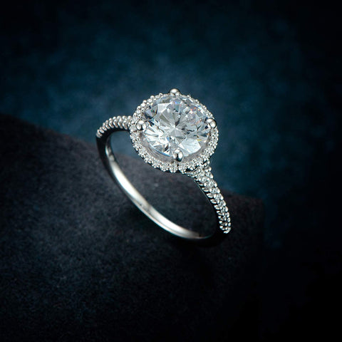HAFEEZ CENTER 14K Gold Moissanite Engagement Ring 14K Solid Gold 2ct Moissanite Engagement Rings 14K Gold Rings for Women (White-Gold, 10) HAFEEZ CENTER