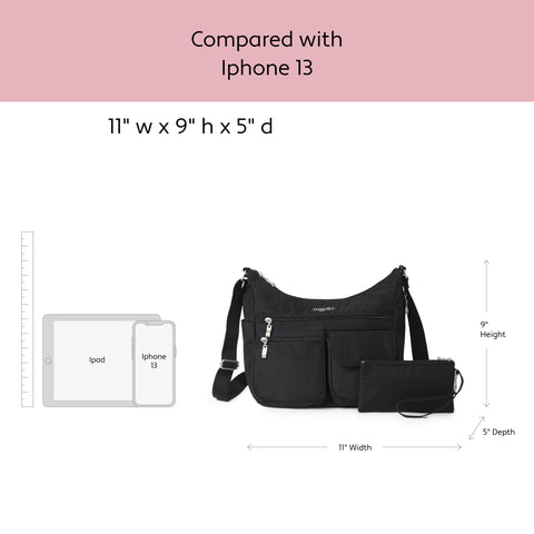 Baggallini Everywhere Bagg - Hobo Crossbody Bag for Women with RFID Wristlet – Water-resistant Travel Bag Baggallini