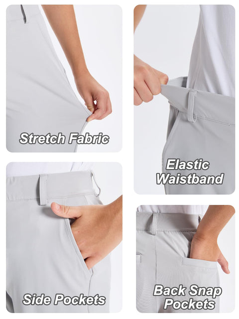 DEVOROPA Youth Boys Flat Front Dress Pants Stretch Golf Athletic Casual School Uniform Khaki Chino Twill Sweat Pants Pockets Light Gray L