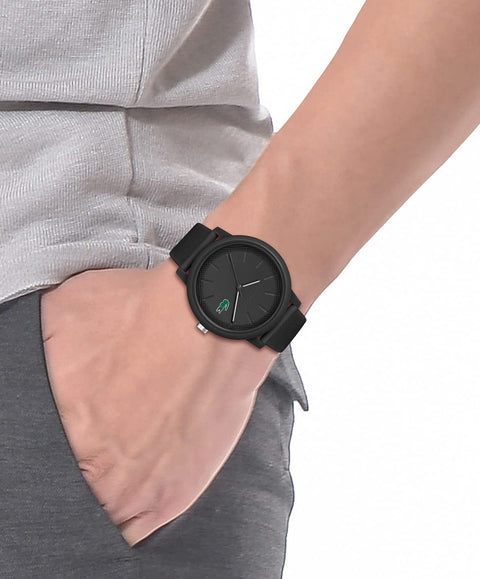 Lacoste.12.12 Men's Quartz Plastic and Silicone Strap Watch, Color: Black (Model: 2011171) Lacoste