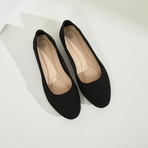 Shupua Flats for Women Round Toe Flat Shoes Dressy Black Ballet Flats Comfortable Womens Dress Shoes Ballerina Flats for Work(Black.us8)