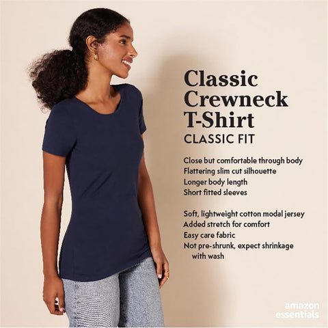 Amazon Essentials Women's Regular-Fit Short-Sleeve Crewneck T-Shirt, Pack of 4, Black/White, X-Large Amazon Essentials