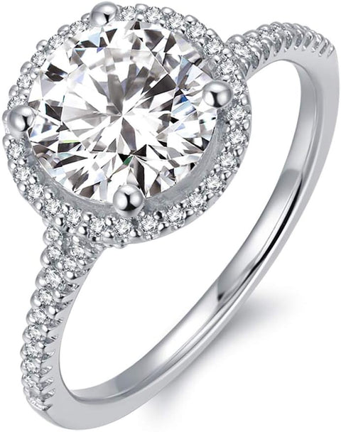 HAFEEZ CENTER 14K Gold Moissanite Engagement Ring 14K Solid Gold 2ct Moissanite Engagement Rings 14K Gold Rings for Women (White-Gold, 10) HAFEEZ CENTER