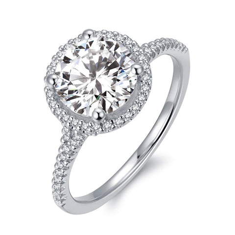 HAFEEZ CENTER 14K Gold Moissanite Engagement Ring 14K Solid Gold 2ct Moissanite Engagement Rings 14K Gold Rings for Women (White-Gold, 10) HAFEEZ CENTER