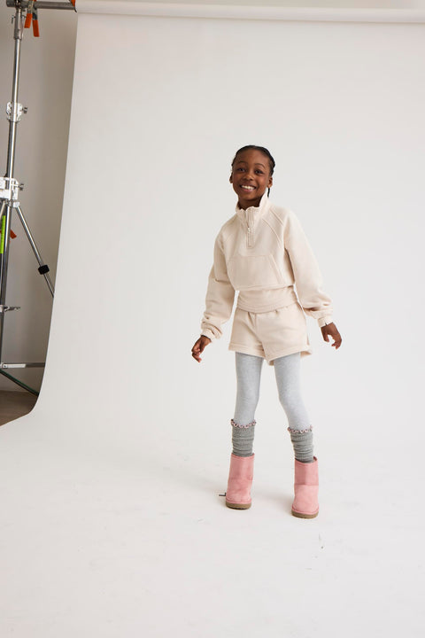 The Children's Place,Girls,Long Sleeve Fleece Quarter Zip Pullover,Frappe,Small