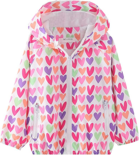 WELAKEN Jacket for Girls Kids & Toddler Girls' Heart Rain II Little Girls'Waterproof