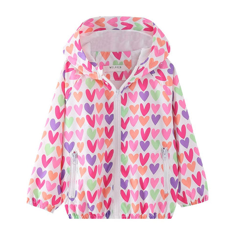 WELAKEN Jacket for Girls Kids & Toddler Girls' Heart Rain II Little Girls'Waterproof