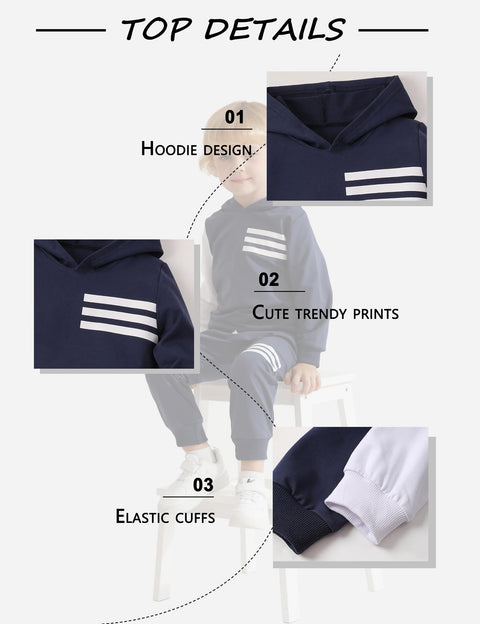 Hevemexy Toddler Boy Clothes Long Sleeve Hoodie Sweatsuits Tops and Pants 2Pcs Fall Winter 2T Boys Clothes Navy Blue