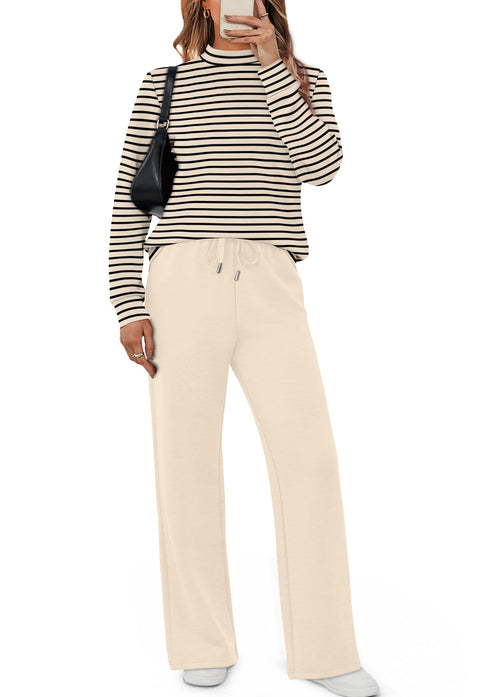 Sampeel Winter Clothing for Women Early Fall Fashion Must Haves Women Fall Clothes Comfiest Airport Outfits Workout Lounge Sets Two Piece Pajamas Set Sweatpants Fashion Matching Hoodies 2025 Striped