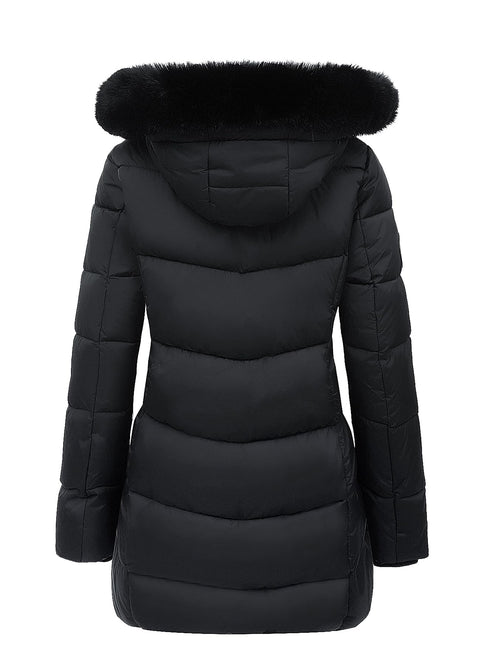 MOERDENG Women's Winter Windproof Warm Down Coats Waterproof Thicken Hooded fashions Puffer Jacket Black 01-L MOERDENG