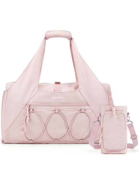 BAGSMART Gym Bag for Women, Lightweight Duffel Bag with Shoe Compartment, Weekender Bags with Wet Pocket, Workout Yoga Tote Bag for Women, Pink BAGSMART