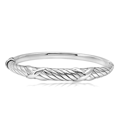 MAX + STONE Lightweight 925 Sterling Silver Bracelet for Women | 7 Inch Braided Bangle with Hinged Clasp | Anti-tarnishing Sterling Silver Bangle Bracelet for Women | Silver Bangles for Women MAX + STONE