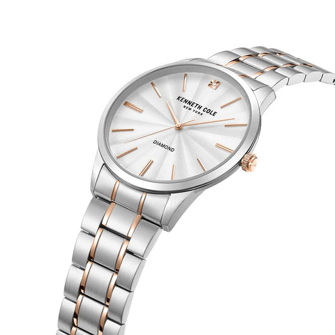 Kenneth Cole Men's Watch - Luxury Watch for Men, Stainless Steel Watch, Quartz, Water-Resistant, Sleek Design TT Silver/Gold Rose Analog Watch Kenneth Cole New York