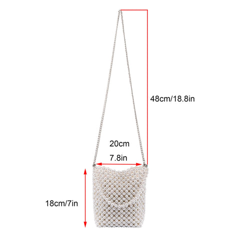 CHIC DIARY White Pearl Purse Crossbody Bag for Women Shoulder Handbag Beaded Clutch Evening Bag for 1920s Party Wedding CHIC DIARY