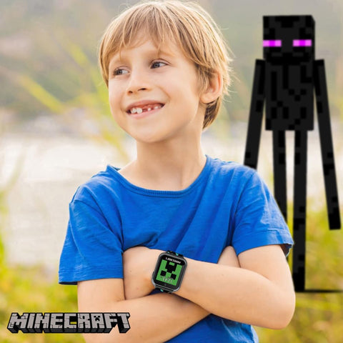 Minecraft Kids Smart Watch - Interactive Touchscreen with Games, Camera, Step Counter, Alarm, Timer, Voice Recorder, and Cool Minecraft Silicone Strap - Fits Wrists 5.5" to 8.0"
