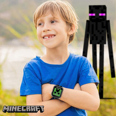 Minecraft Kids Smart Watch - Interactive Touchscreen with Games, Camera, Step Counter, Alarm, Timer, Voice Recorder, and Cool Minecraft Silicone Strap - Fits Wrists 5.5" to 8.0"