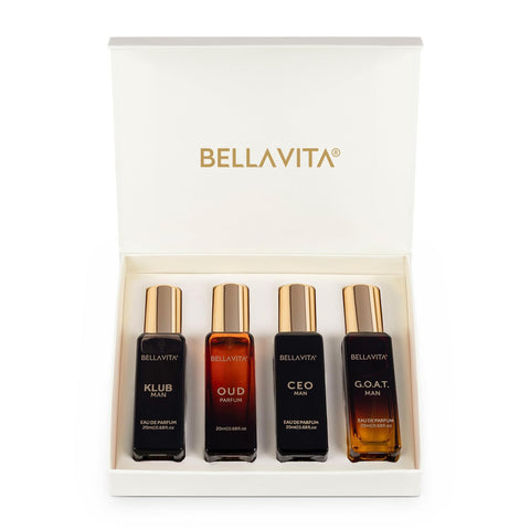 B.e;ll-a-V,i-t-a Luxury Man Perfume Gift Set 4 x 20 ml for Men with KLUB, OUD, CEO, G.O.A.T Perfume | Woody, Citrusy Long Lasting EDP Fragrance Scent Generic
