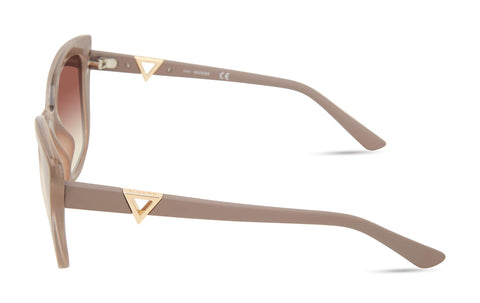 GUESS Women's Retro Inspired Cat Eye Sunglasses, Shiny Beige, 55mm GUESS