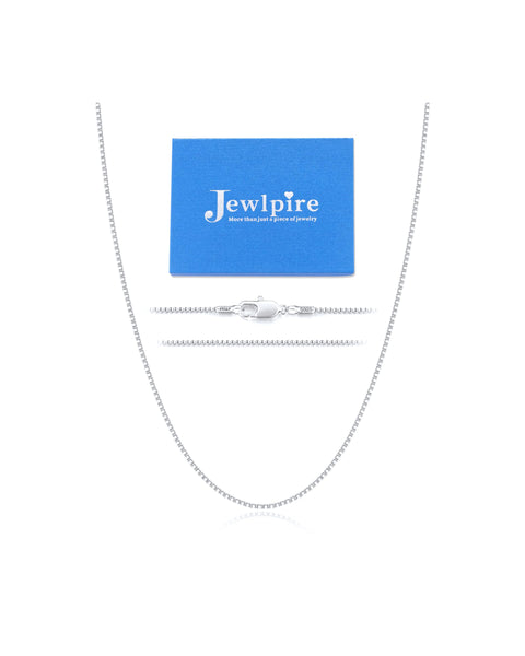 Jewlpire Soild 925 Sterling Silver Chain Necklace for Women Girls, 1.3mm Box Chain Italian Silver Chain for Women Thin & Sturdy Women's Chain Necklaces 20 Inch Jewlpire