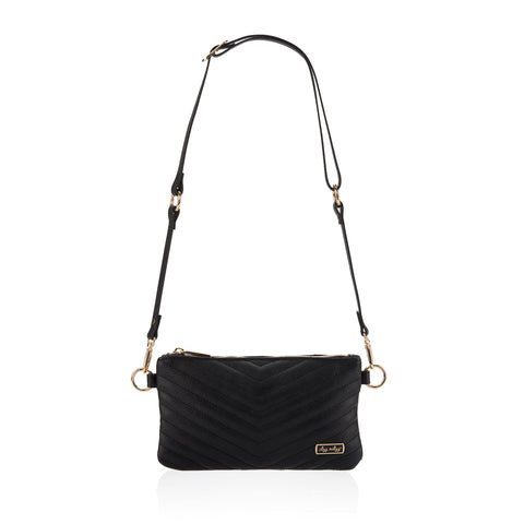 Itzy Ritzy Boss Pouch Wristlet, Crossbody Clutch & Belt Bag - Black Clutch Purse for Women - Includes Crossbody Strap & Wristlet Strap - Features 6 Card Slots & 2 Zippered Pockets (Jetsetter) Itzy Ritzy