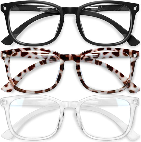 Gaoye Stylish Blue Light Glasses for Woman - Computer Glasses 99% Blue Light Blocking - Lightweight TR90 Frames - 3 pack Gaoye