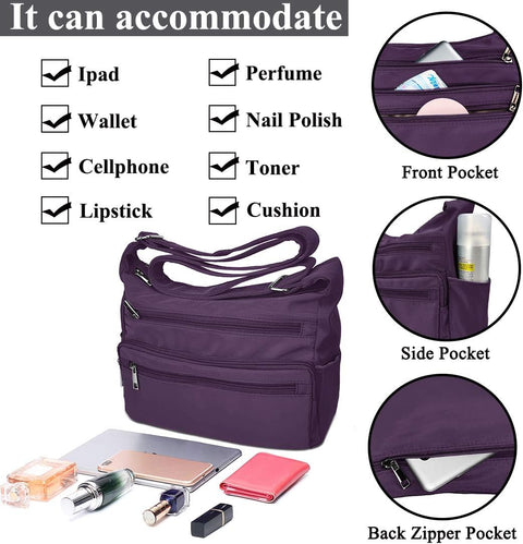 VOLGANIK ROCK Crossbody Bag for Women Waterproof Messenger Shoulder Bag Casual Nylon Purse Handbag Multi Pocket Lightweight Travel Bag VOLGANIK ROCK