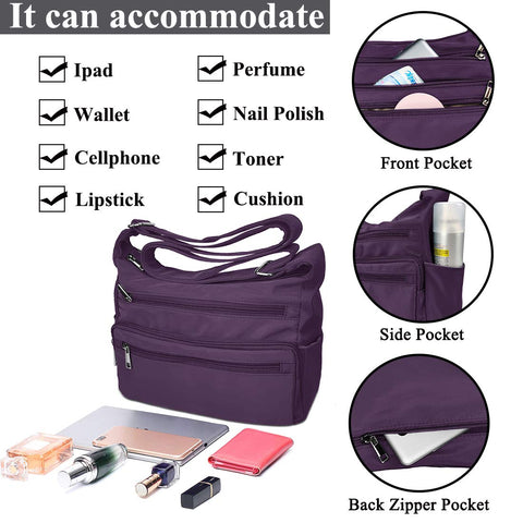 VOLGANIK ROCK Crossbody Bag for Women Waterproof Messenger Shoulder Bag Casual Nylon Purse Handbag Multi Pocket Lightweight Travel Bag VOLGANIK ROCK