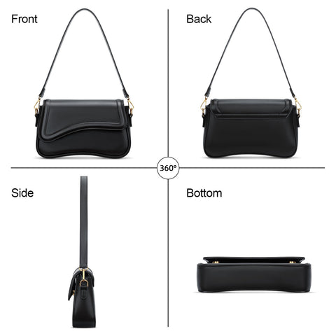 KKXIU Shoulder Bag for Women Small Clutch Purses Cute Hobo Handbag Trendy Underarm Bag-Black