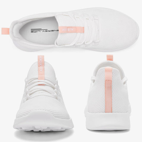 ALEADER Womens Tennis Shoes Slip On Nurse Shoes for Walking Running Trainning Wokout Sneakers White Peach Size 6 US ALEADER