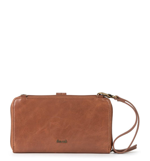 The Sak Iris Smartphone Crossbody Purse - Women's Cellphone Bag & Wallet For Everyday - Convertible Wristlet With Zipper in Tobacco Floral Embossed/Leather The Sak