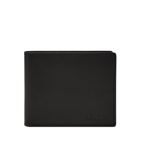 Fossil Men's Derrick Leather RFID-Blocking Bifold with Flip ID Wallet, Black, (Model: ML3681001) Fossil