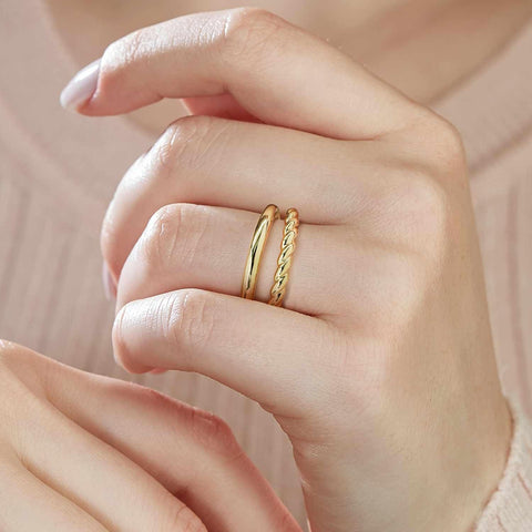 misszhi Gold Rings 14K Gold Rings For Women Chunky Gold Rings Gold Jewelry For Women Classic Double Twisted Rings For Women Non Tarnish 8 misszhi