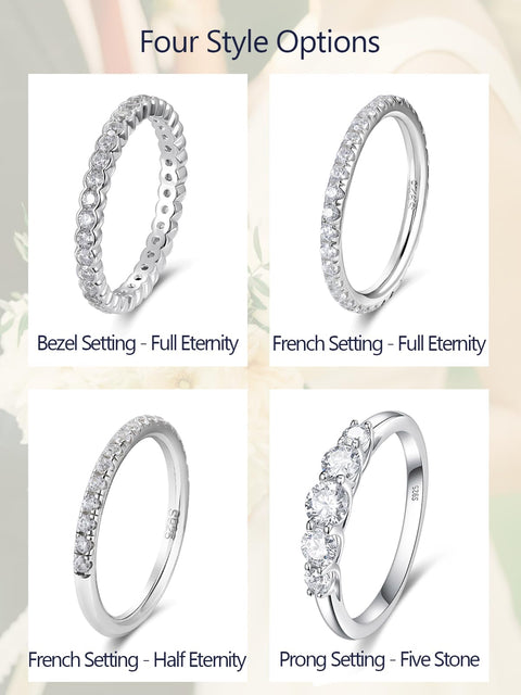 CYW Stackable Eternity Bling Ring Sterling Silver Moissanite Thin Finger Ring Size 5 CYW