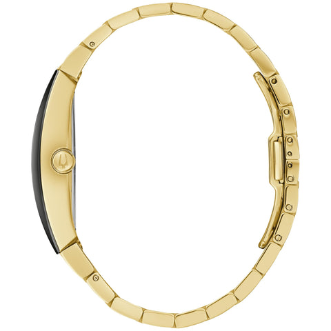 Bulova Men's Modern Gemini 3 Hand Gold Stainless Steel Watch,Black Dial, Model: 97A164 Bulova