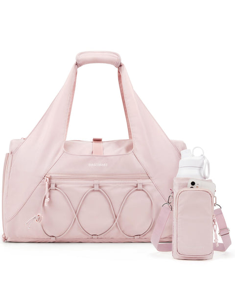 BAGSMART Gym Bag for Women, Lightweight Duffel Bag with Shoe Compartment, Weekender Bags with Wet Pocket, Workout Yoga Tote Bag for Women, Pink BAGSMART