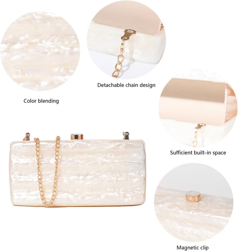 Ryxuzer Designer Handbags Clutch Purse, Mini Acrylic Shoulder Clubbing Outfits For Women Evening Clutch Pearl Phone Bag Ryxuzer