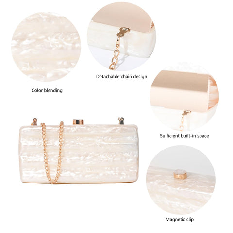 Ryxuzer Designer Handbags Clutch Purse, Mini Acrylic Shoulder Clubbing Outfits For Women Evening Clutch Pearl Phone Bag Ryxuzer